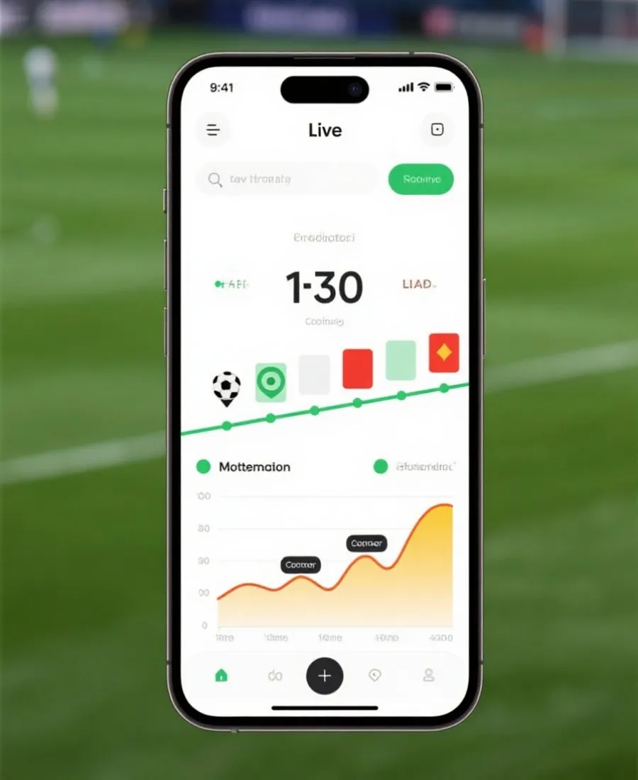 英超体育APP界面预览：实时比分与事件时间线
